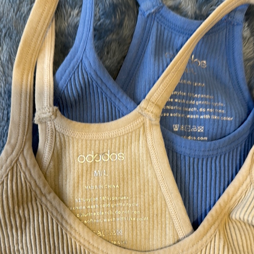 Blue and Yellow Ribbed Tank Tops - Picture 5 of 5